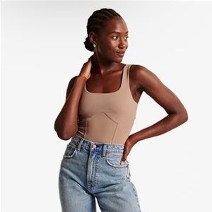 Abercrombie & Fitch Tan Sleeveless Double Lined Corset  Bodysuit